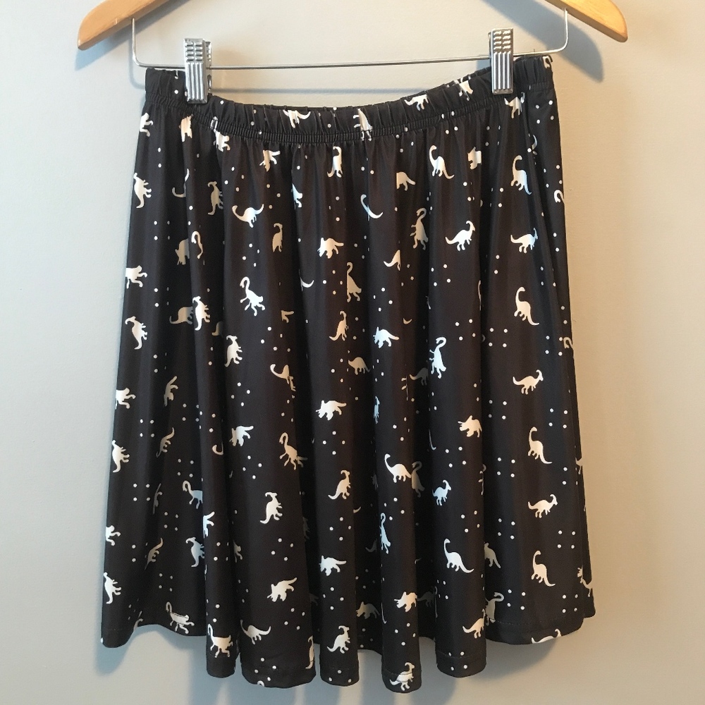 Cute Dinosaur Flared Mini Skater Skirt